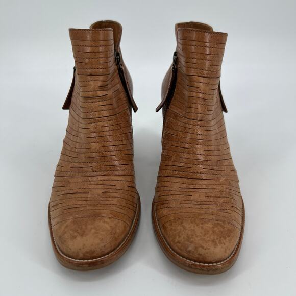 Paul Green Malibu Sliced Zip Bootie UK 5 US 7.5 Cognac Brown Leather Ankle Boot - Picture 2 of 12